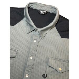 Pearl Izumi Mens Medium Grey Western Pearl Snap Short Sleeve Cycling Shirt